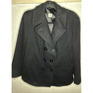Vintage US Navy Enlisted Women's Size 14S Wool‎ Peacoat Double Breasted Black